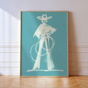 Blue White Cowgirl Poster