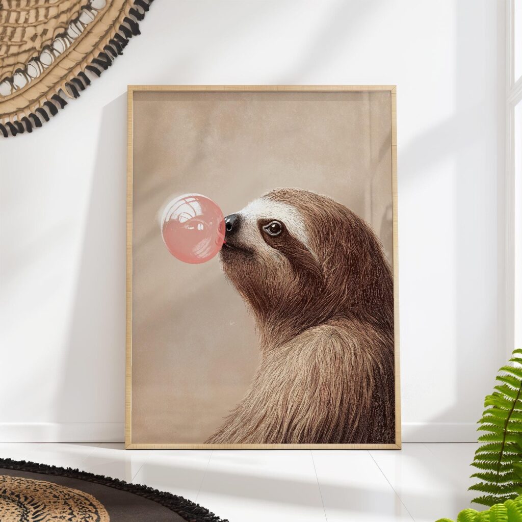 Bubblegum Sloth Wall Art Bubblegum Sloth Wall Art