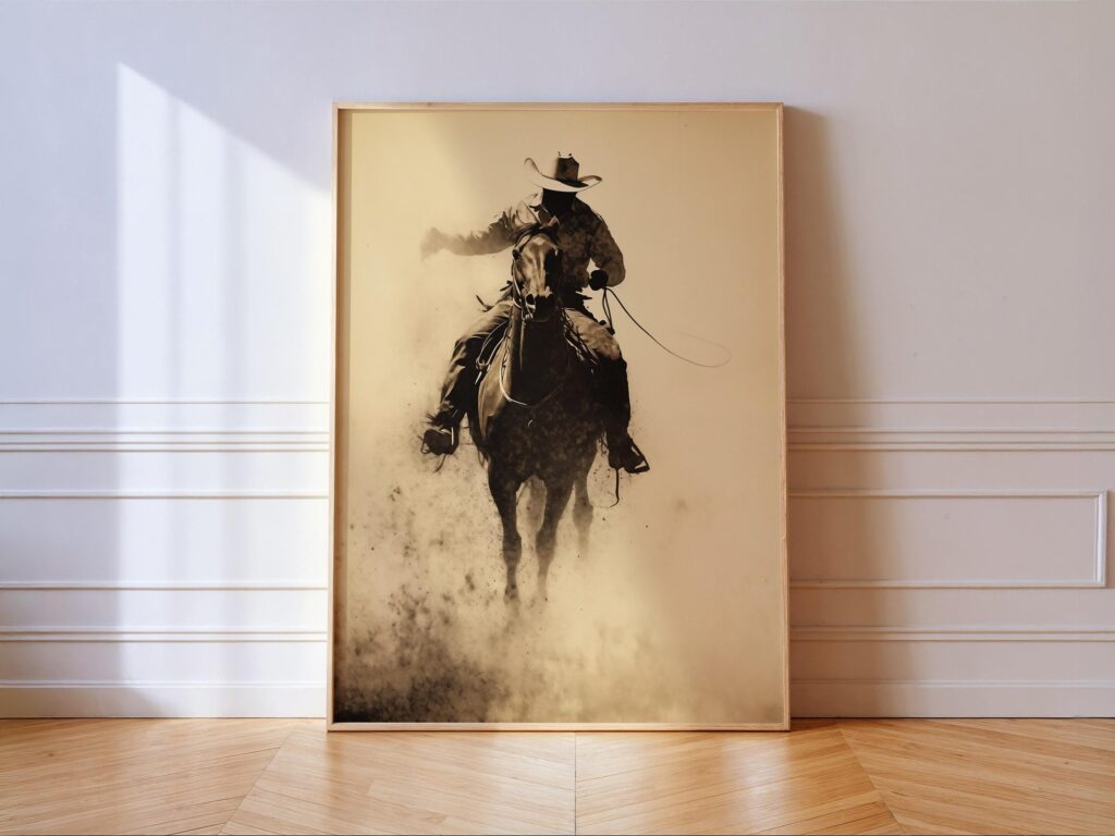 Bucking Bronco Rodeo Poster: Western Cowboy Art Print Bucking Bronco Rodeo Poster
