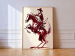 Burgundy Bucking Bronco Art Print