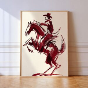 Burgundy Bucking Bronco Art Print