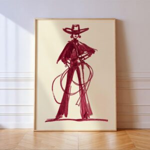 Burgundy Cowgirl Art Print