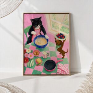 Cat and Dog Baking Print