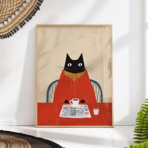 Cat Morning Coffee Kitchen Print