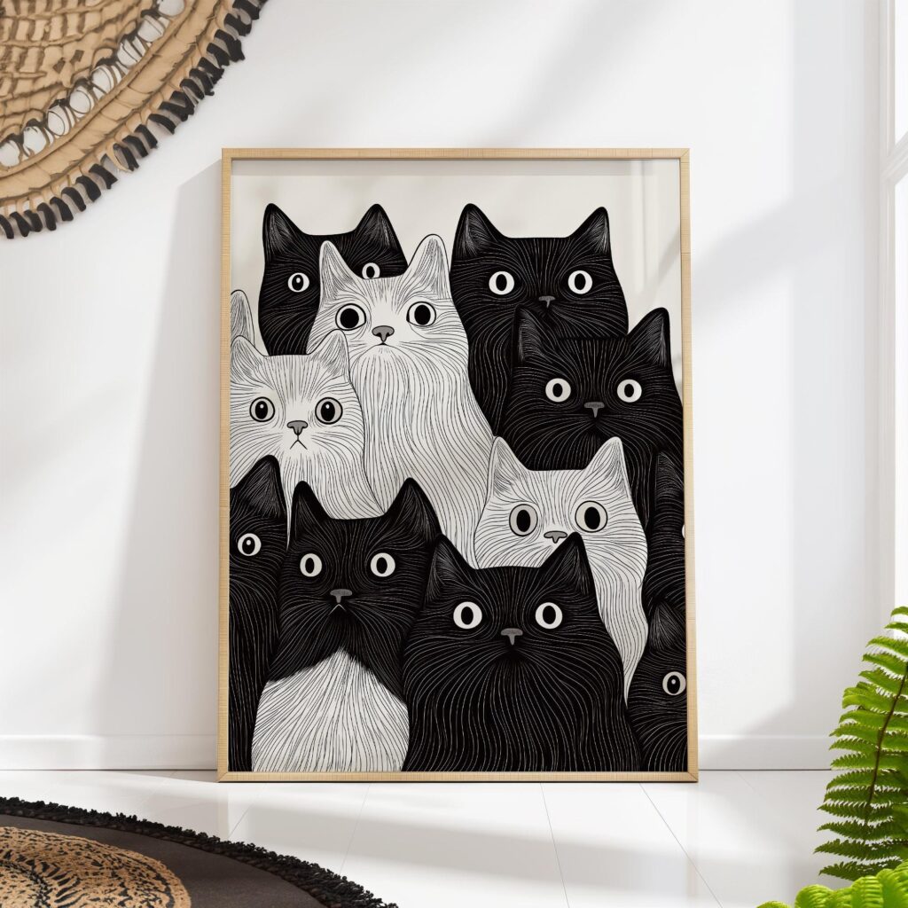 Cat Party Art Print Cat Party Art Print