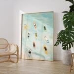 Cat Surf Beach Art Print