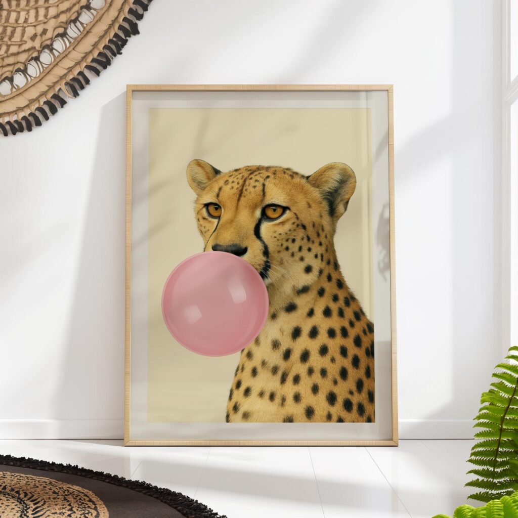 Cheetah Blowing Bubblegum Print Cheetah Blowing Bubblegum Print
