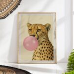 Cheetah Blowing Bubblegum Print