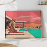 Cheetah Poolside Art Print
