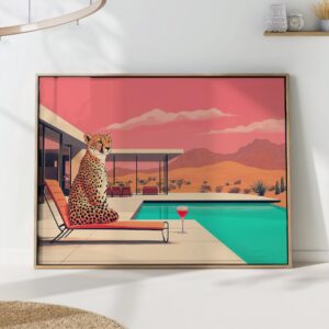 Cheetah Poolside Art Print