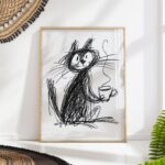 Coffee Scribble Cat Print