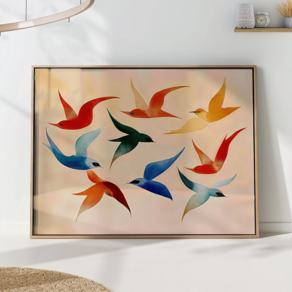 Colorful Swallow Birds Print