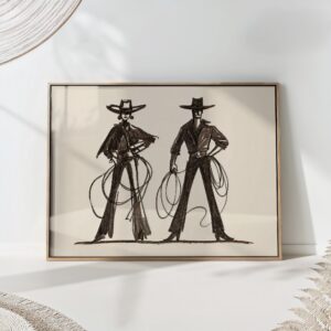 Cowboy and Cowgirl with Lassos Print