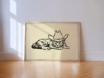 Cowboy Cat Line Art Print