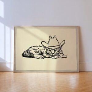 Cowboy Cat Line Art Print