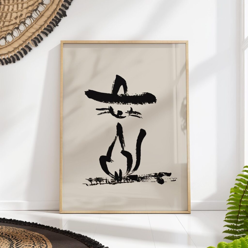 Cowboy Cat Minimalist Art Print Cowboy Cat Minimalist Art Print