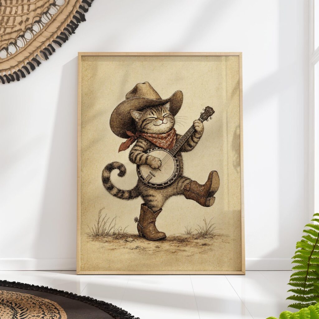 Cowboy Cat Print