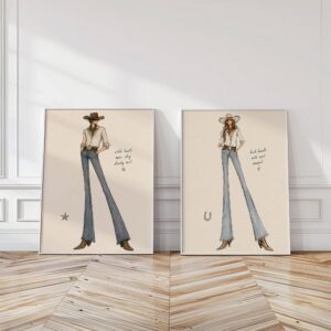 Cowboy Cowgirl Fashion Print Set