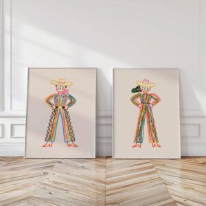 Cowboy Cowgirl Print Set