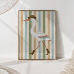 Cowboy Heron in Hat and Boots Print