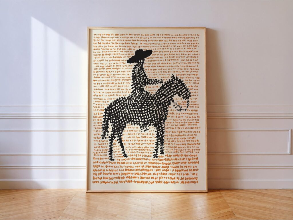 Cowboy Horse Western Wall Art: Abstract Text Art Rider Print Cowboy Horse Western Wall Art