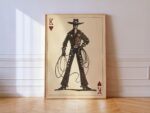 Cowboy King of Hearts Vintage Western Print
