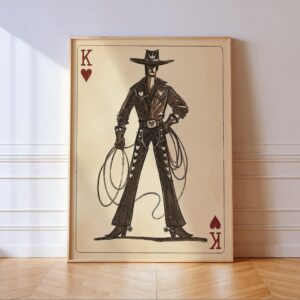 Cowboy King of Hearts Vintage Western Print