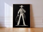Cowboy Lasso Chalk Sketch Print