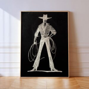 Cowboy Lasso Chalk Sketch Print