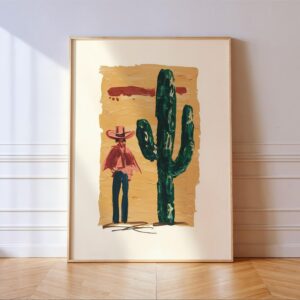 Cowgirl and Cactus Western Print