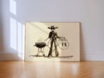 Cowgirl BBQ Ink Drawing Print