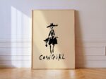Cowgirl Black Ink Line Art Print