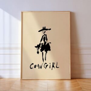 Cowgirl Black Ink Line Art Print