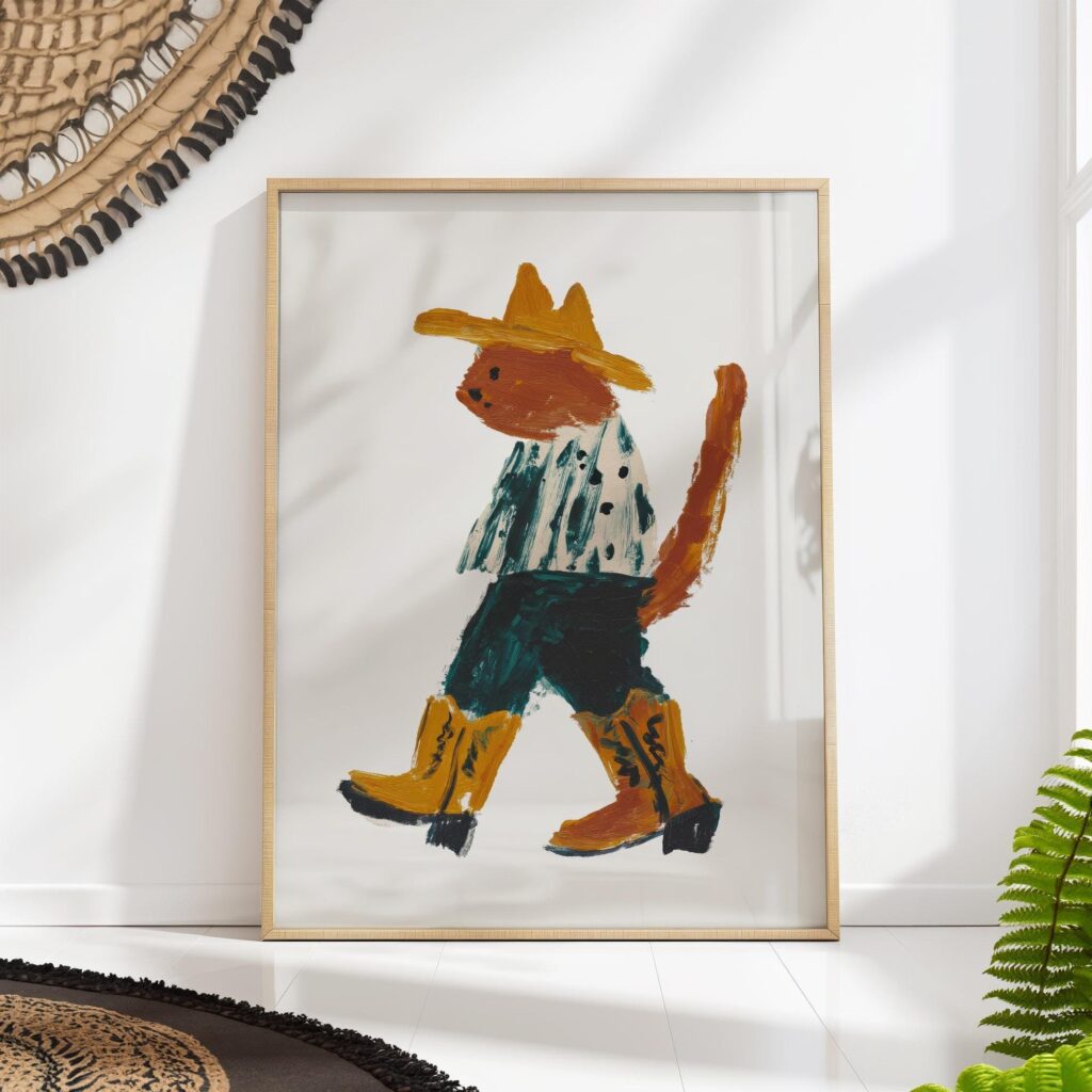 Cowgirl Boot Cat Print
