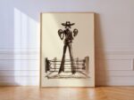Cowgirl Boxing Art Western Wall Sketch Print