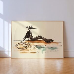 Cowgirl By The Pool Art Print