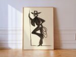 Cowgirl Lasso Silhouette Modern Western Art Print