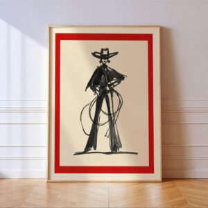 Cowgirl Line Art Print Minimalist Western Ranch Decor