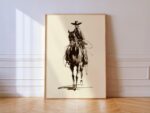 Cowgirl Line Art Print Minimalist Western