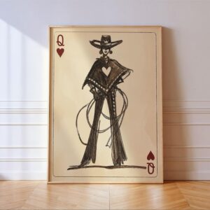 Cowgirl Queen of Hearts Playing Card Art