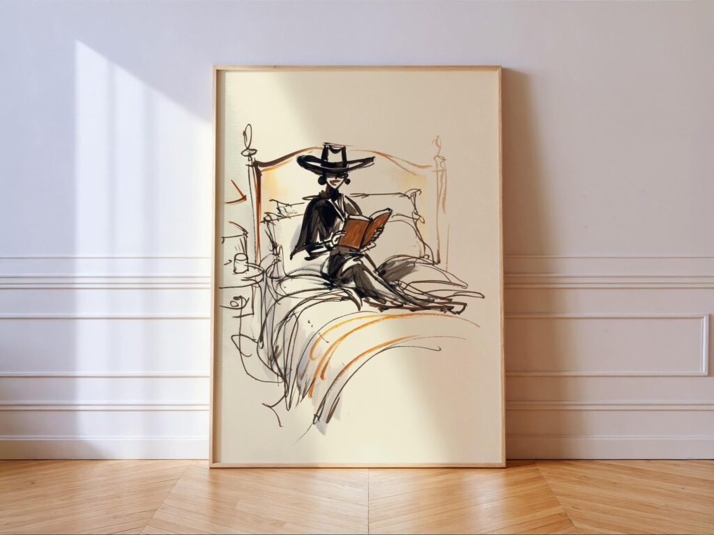 Cowgirl Reading Print Western Bedroom Wall Art Cowgirl Reading Print Western Bedroom Wall Art