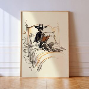 Cowgirl Reading Print Western Bedroom Wall Art