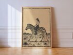 Cowgirl Riding a Zebra in the Desert Print