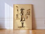 Cowgirl Western Ink Wall Art