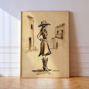 Cowgirl Western Ink Wall Art
