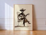 Cowgirl With Guitar Art Print