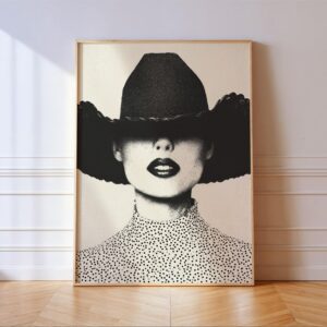 Cowgirl with Hat Fashion Half Tone Print