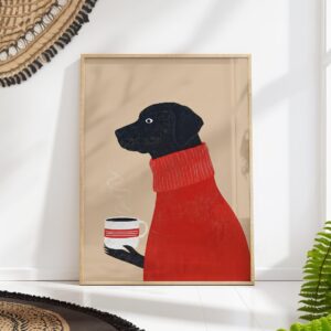 Cozy Black Lab Coffee Art Print