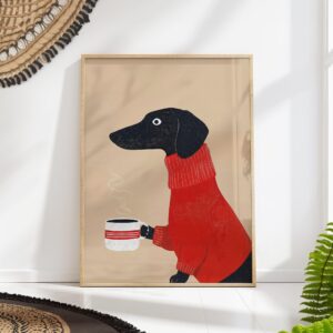 Dachshund Coffee Art Print