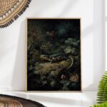Dark Botanical Salamander Print